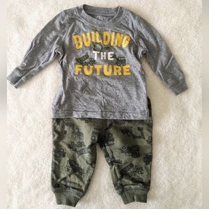 Carter's Matching Long Sleeve/Pant Outfit. Construction Truck theme. Size 6M